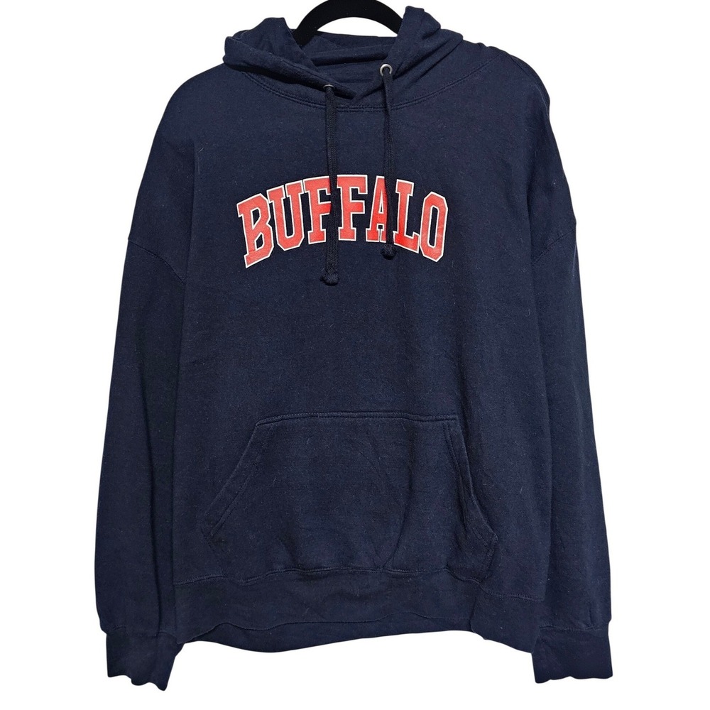 Jackson Hole Buffalo Hoodie Mens XXL Navy Black‎ Pullover Graphic Sweatshirt